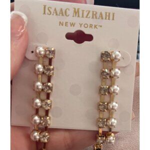Isaac Mizrahi Pearl and Rhinestone Crystal Drop Dangle Fashion Earrings